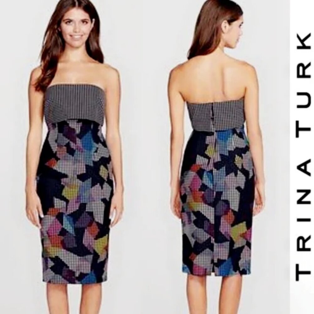TRINA TURK Multicolor Daja Strapless Dress Size 6